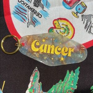 Cancer Zodiac Resin Keychain with Gold Lettering